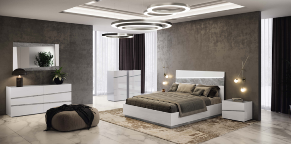 Chambre à coucher italienne ALBA laquée blanc et marbre de carrare – Image 3